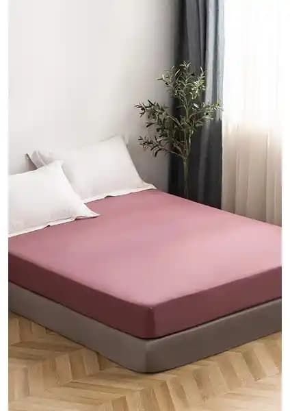 Şanlı 120x200 cm Penye Lastikli Çarşaf Koyu Gül Kurusu - Konforlu ve Dayanıklı