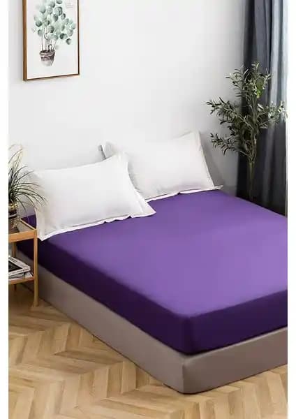 Şanlı Tek Kişilik Penye Lastikli Çarşaf 100x200 cm Mor - Konfor ve Dayanıklılık