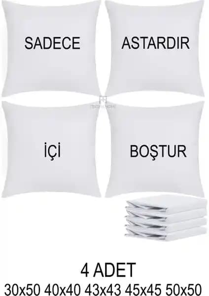 Teksnil Home 4 Adet Fermuarlı Kırlent İç Astarı 43x43 cm - Dayanıklı ve Pratik