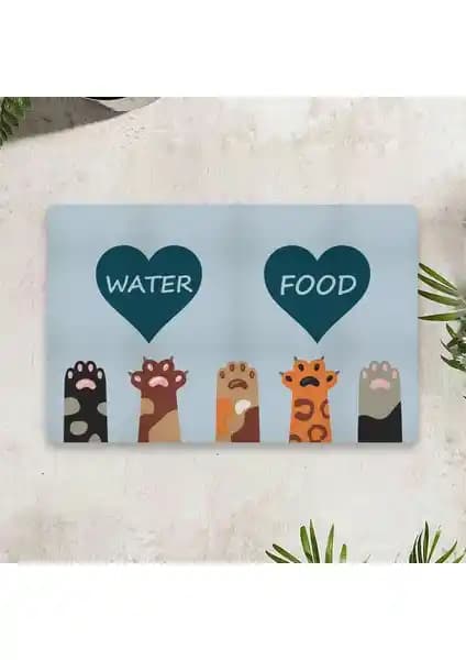 Vagonik Water Food Kedi Köpek Dijital Baskılı Kapı ve Mama Paspası Özellikleri