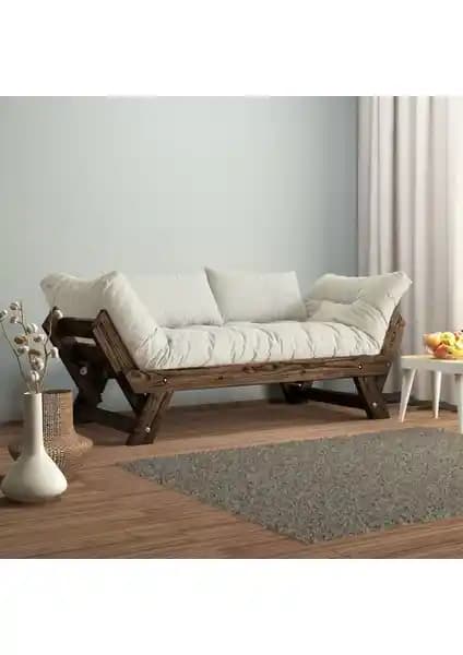 Woodesk Adalar Masif Ceviz-Kırık Beyaz 2'li Kanepe Modern Tasarım ve Fonksiyonellik