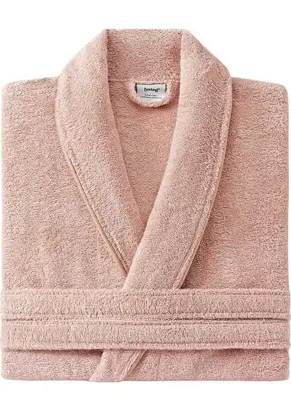 Yataş Essentials %100 Pamuk Penye Dokulu Pudra Renk Yüksek Su Emici Bornoz