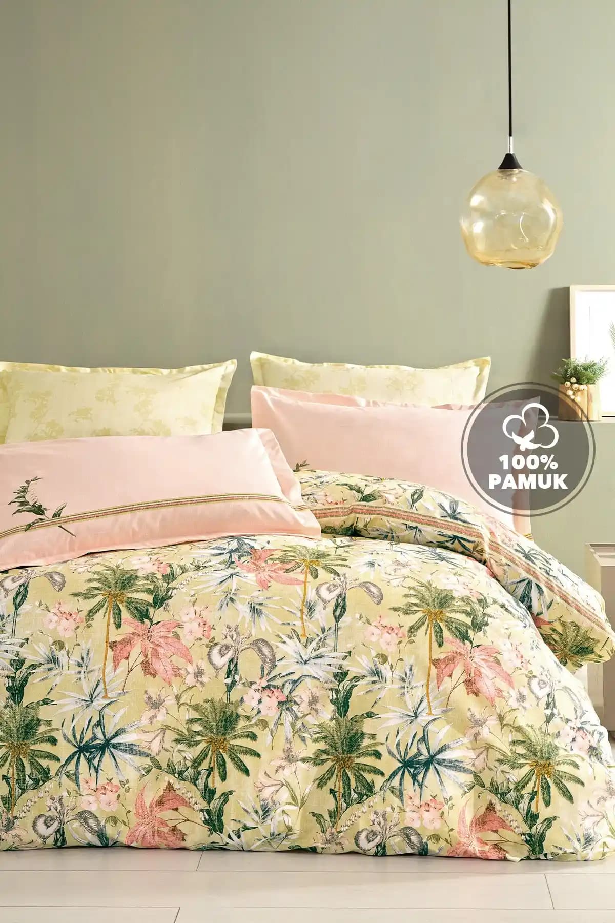 Yataş Freya Çift Kişilik Ranforce Nevresim Takımı Adaçayı Yeşili Şıklık ve Konfor