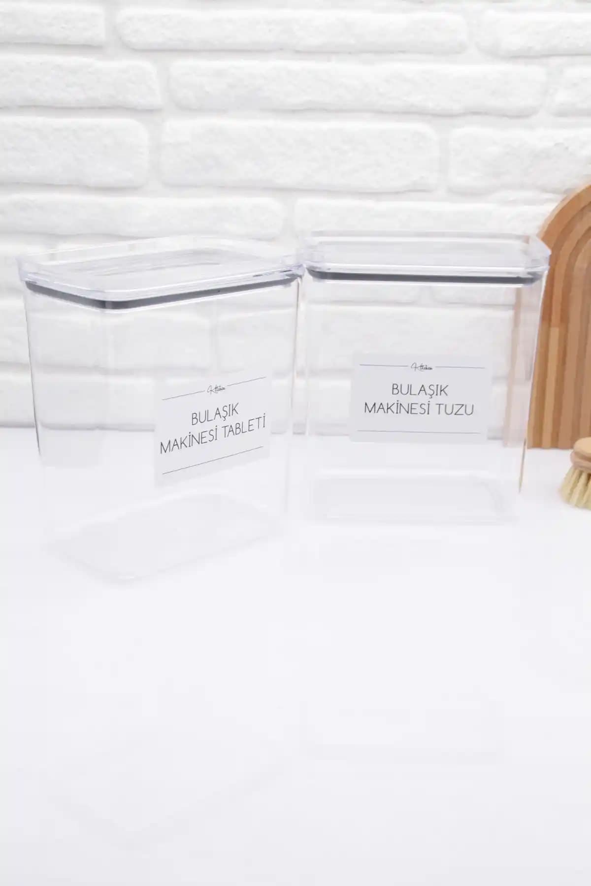 zezedesing Bulaşık Makinesi Deterjan ve Tuz Kavanozu 2200ml Dayanıklı Plastik