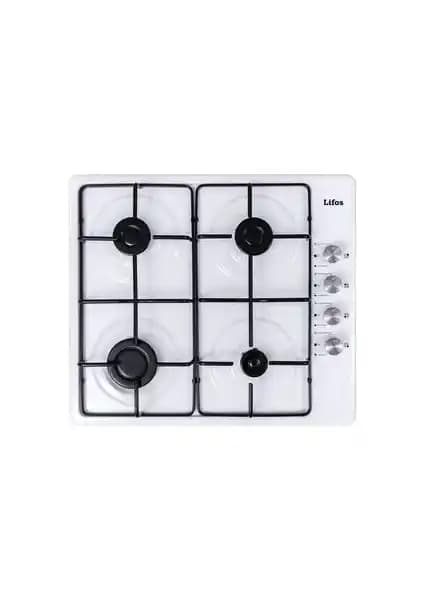 Arnell Lifos 4’lü Beyaz Gazlı Ocak Otomatik Çakmaklı ve Emaye Yüzeyli Modern Tasarım