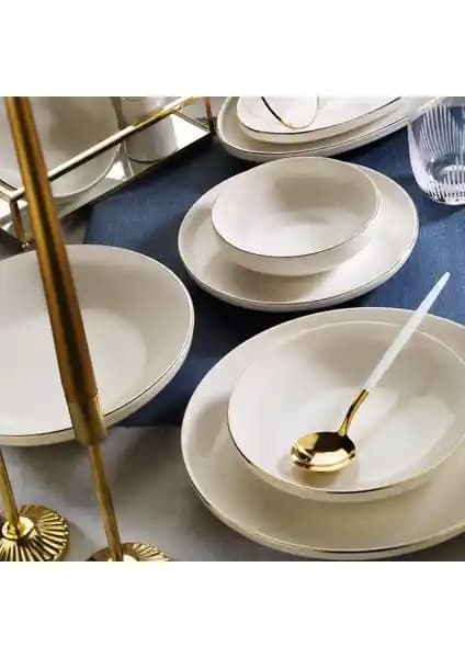 Aryılz Acoustic Gold 6 Kişilik Yemek Takımı 30 Parça Porselen Şık ve Dayanıklı
