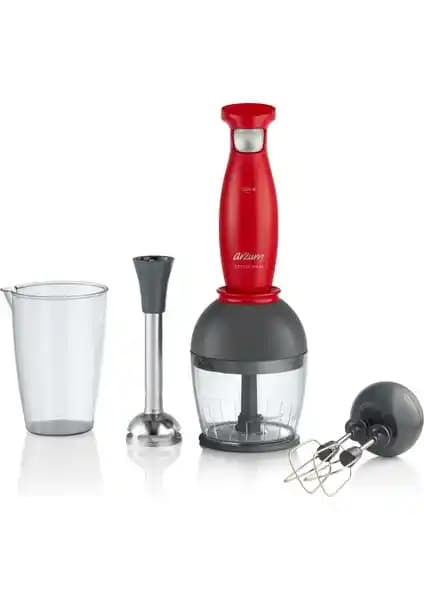 Arzum AR1106-K Ottimo Maxi El Blender Seti Kırmızı Güçlü ve Çok Fonksiyonlu Mutfak Aleti