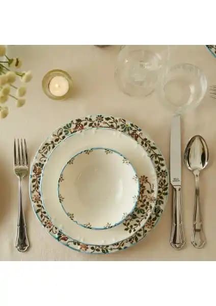 Bella Maison Vintage Porselen 24 Parça 6 Kişilik Mavi Yemek Takımı Şık ve Dayanıklı Tasarım