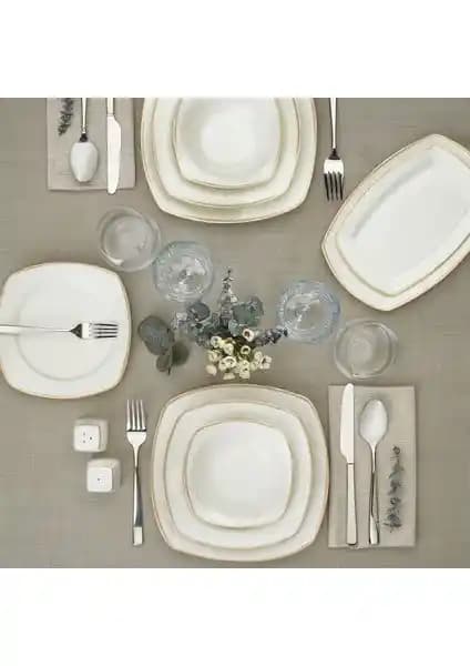 Emsan Açelya 60 Parça 12 Kişilik Porselen Yemek Takımı Modern ve Şık Tasarımıyla Sofralarınıza Zarif Dokunuş