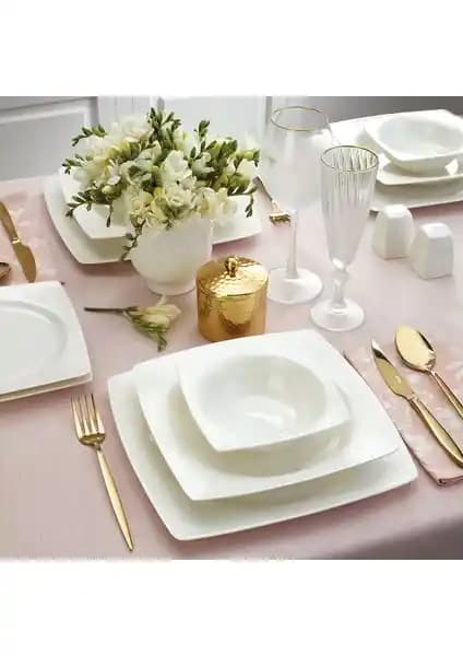 Emsan Fine Bone Meyra 61 Parça 12 Kişilik Porselen Yemek Takımı Şıklık ve Dayanıklılık