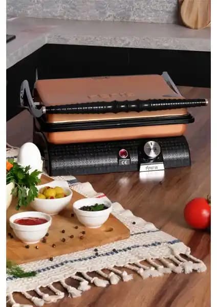 Feris Döküm Tost Makinesi Bakır Renkli Yüksek Performanslı Mutfak Aleti