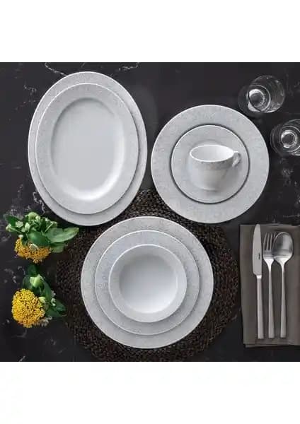 Güral Porselen 84 Parça Tolstoy Yemek Takımı Şık ve Dayanıklı Modern Tasarım