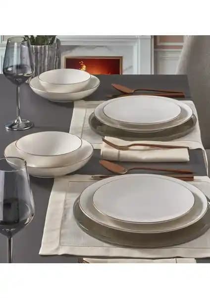 Güral Porselen Atina 24 Parça 6 Kişilik Bone Yemek Takımı Şıklık ve Dayanıklılık Sunar