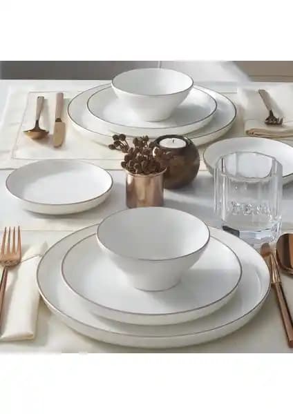 Güral Porselen Bilbao 16 Parça 4 Kişilik Bone Yemek Takımı Modern Tasarım ve Dayanıklılık
