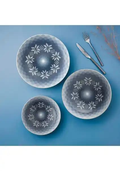 Güral Porselen Camellia 12 Parça Modern Yemek Takımı Dört Kişilik Estetik ve Dayanıklı