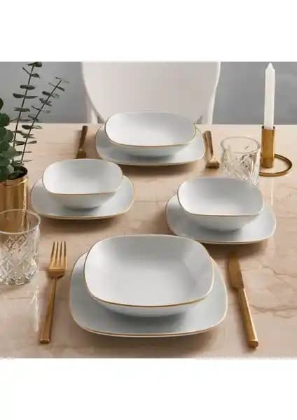 Güral Porselen Mimoza 24 Parça 6 Kişilik Modern ve Şık Yemek Takımı