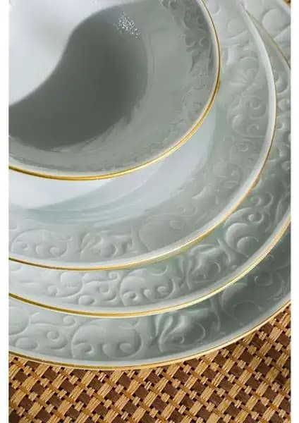 Jenisa Güral Porselen Gold Bahar Dalı 48 Parça 12 Kişilik Şık ve Dayanıklı Yemek Takımı