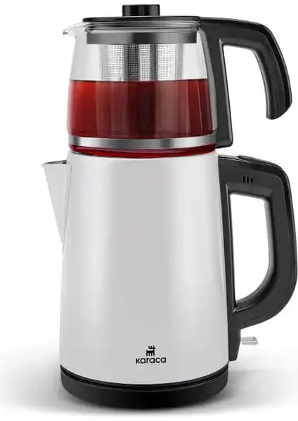 Karaca 2 in 1 Çay Makinesi ve Kettle White Inox Modern ve Çok Fonksiyonlu Tasarım