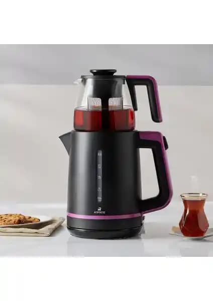 Karaca Maxi Tea XL 2in1 Cam Demlikli Çay Makinesi ve Kettle Geniş Kapasiteli Çay Keyfi