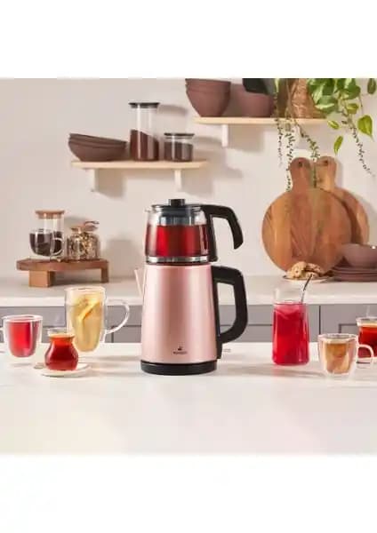 Karaca Rosegold 2'li Çay Makinesi ve Kettle Modern Tasarım ve Fonksiyonellik