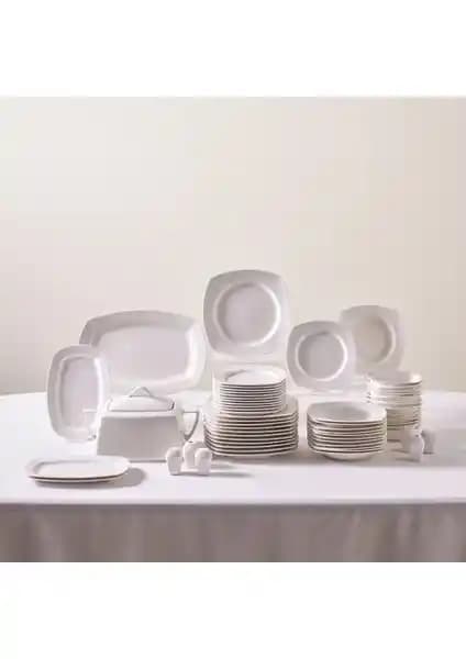 Karaca Square Bone Deren 60 Parça 12 Kişilik Modern Porselen Yemek Takımı