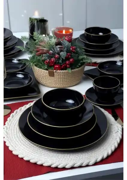 Keramika Ege Gold Yemek ve Kahvaltı Takımı 44 Parça Şık ve Dayanıklı Tasarım