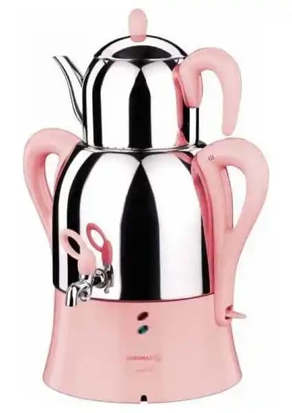 Korkmaz Çaykolik InoxPembe Semaver: Modern Tasarım ve İşlevsellik Sunan Çay Makinesi