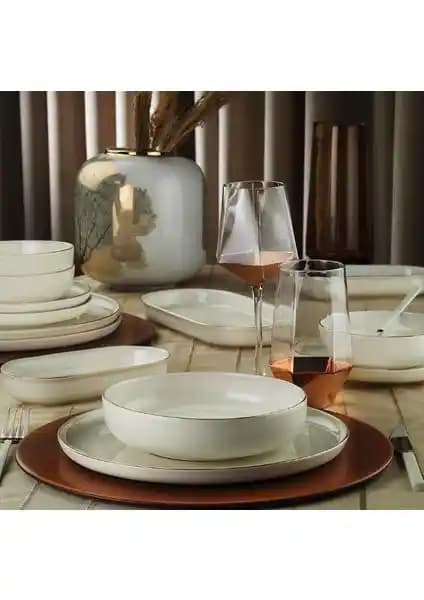 Kütahya Porselen Bone Moderna 26 Parça Yemek Takımı Modern ve Şık Tasarımıyla Sofralarınıza Zarif Dokunuş