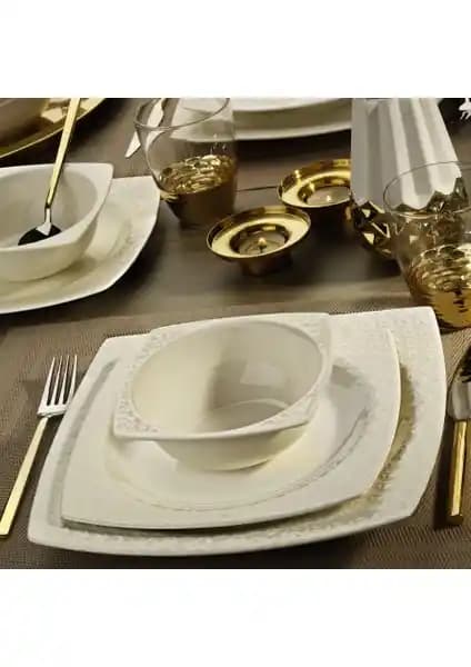 Kütahya Porselen Bone Versa 24 Parça Yemek Takımı Şık ve Modern Tasarım