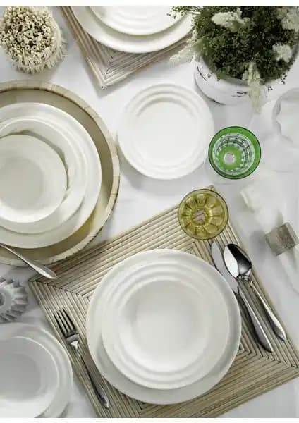 Kütahya Porselen Tuvana 24 Parça 6 Kişilik Yemek Seti Zarif ve Dayanıklı Tasarım