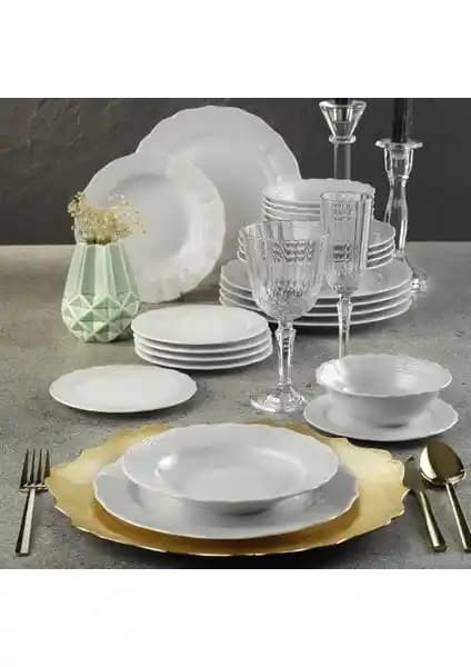 Porland 24 Parça Yemek Takımı DG296 Modern ve Şık Tasarımıyla Sofralarınıza Zarif Dokunuş