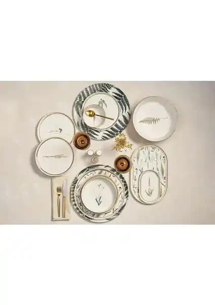 Porland Botanical 60 Parça 12 Kişilik Porselen Yemek Takımı Estetik ve Dayanıklı Tasarım