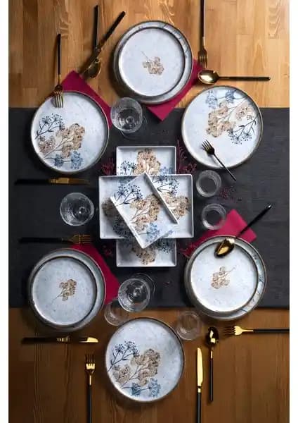 Porland Çisem 18 Parça Porselen Kahvaltı ve İkram Takımı Şık Tasarım ve Dayanıklılık