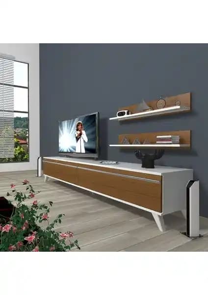 Decoraktiv Eko 4 MDF TV Ünitesi Karşılaştırması Beyaz Ceviz ve Naturel Ceviz Seçenekleri