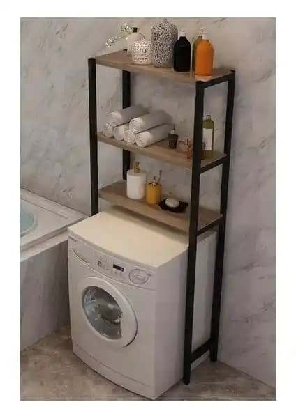 Digital Group Çamaşır Makinesi Üstü Raf Düzenleyici Ceviz Renk Modern Tasarım