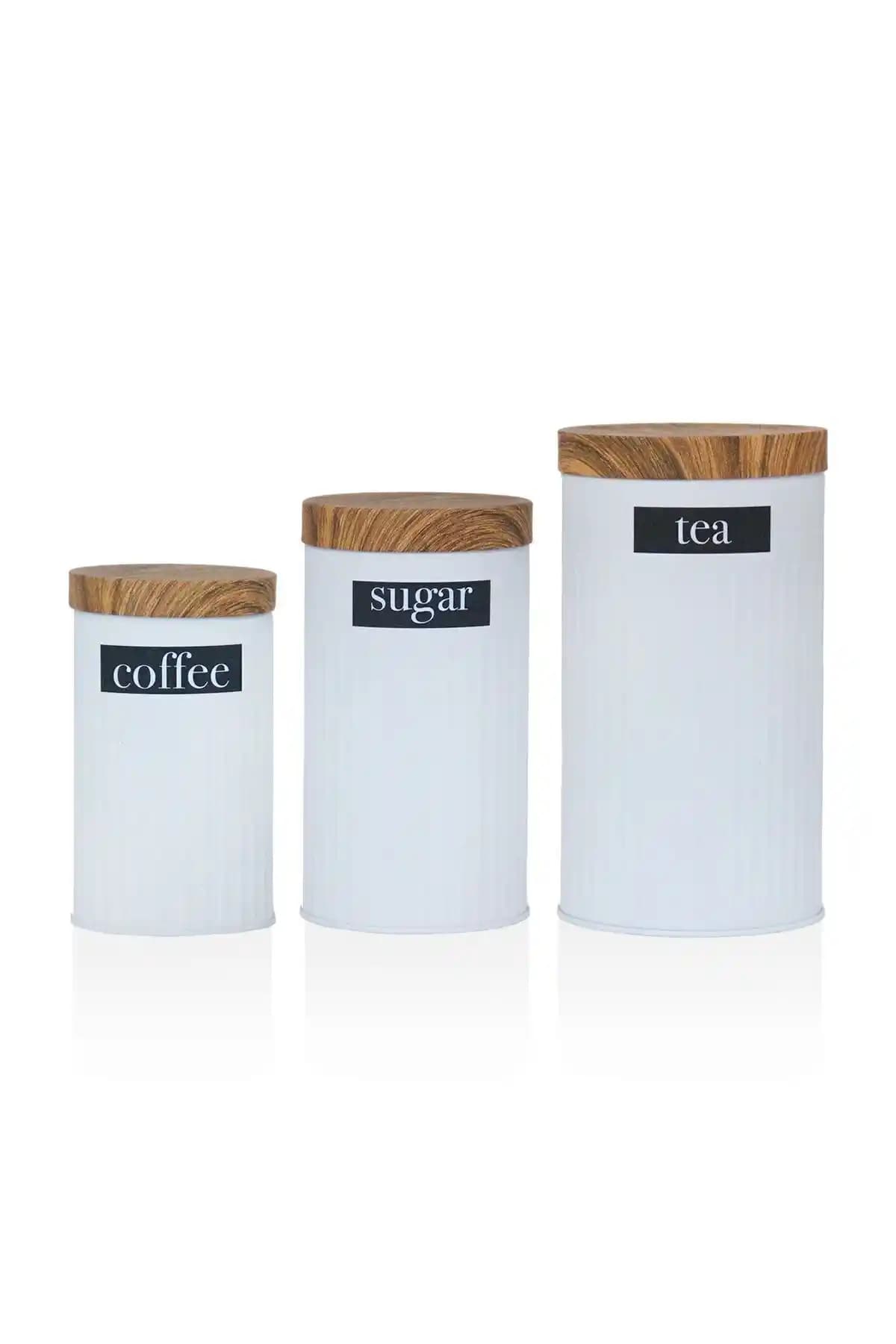 Doğa Dizayn Bambu Kapaklı Beyaz 3'lü Saklama Kabı Seti ile Mutfak Düzeninizi Geliştirin