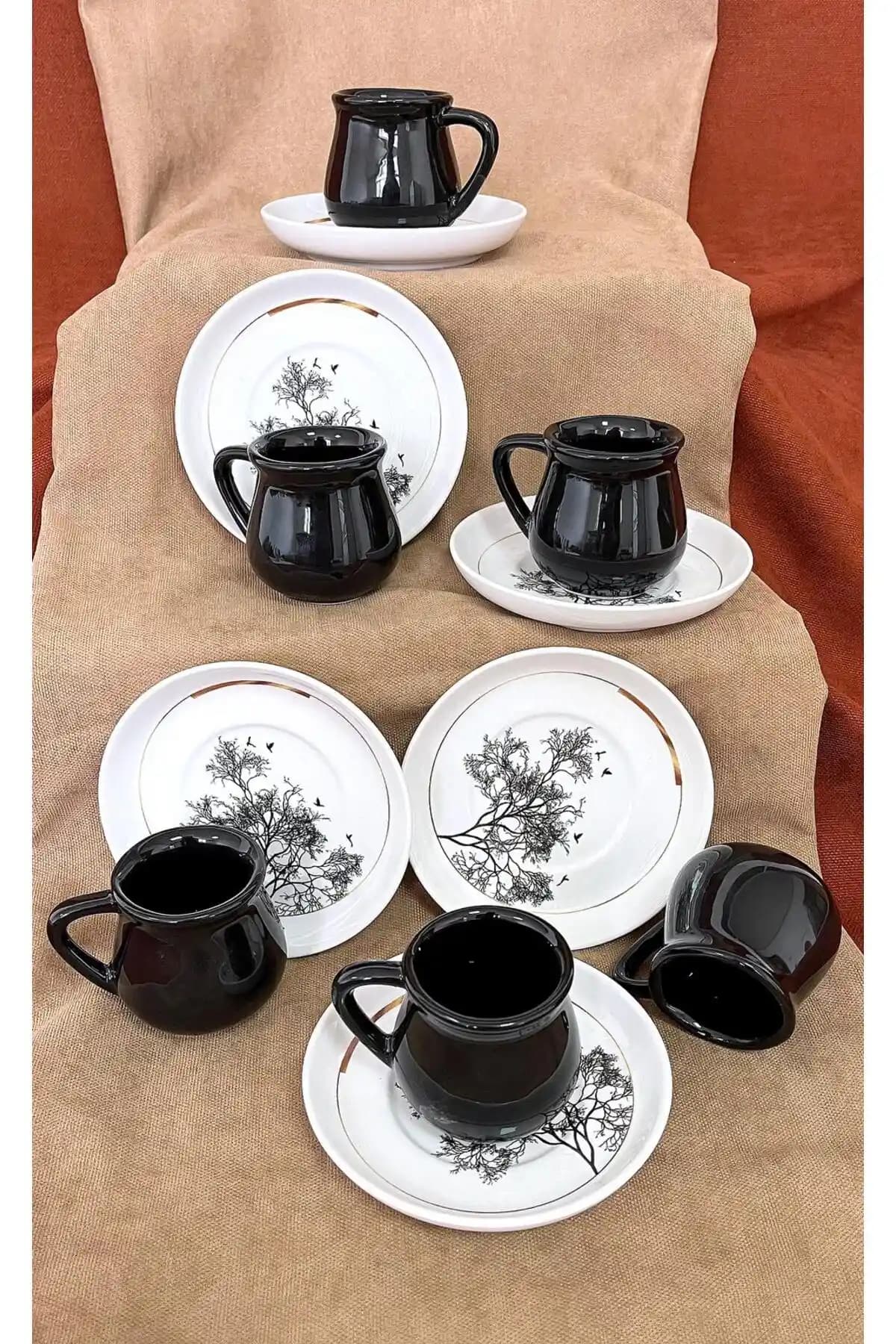 Erbaşlar Dilek Ağacı 12 Parça Seramik Kahve Fincan Takımı Modern ve Şık Tasarım