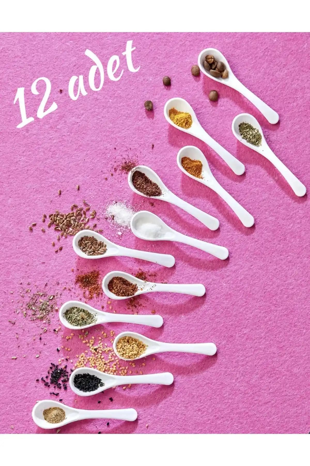 Genel Markalar 12 Adet Beyaz Servis ve Baharat Kaşığı Seti: Dayanıklı ve Şık Mutfak Gereçleri