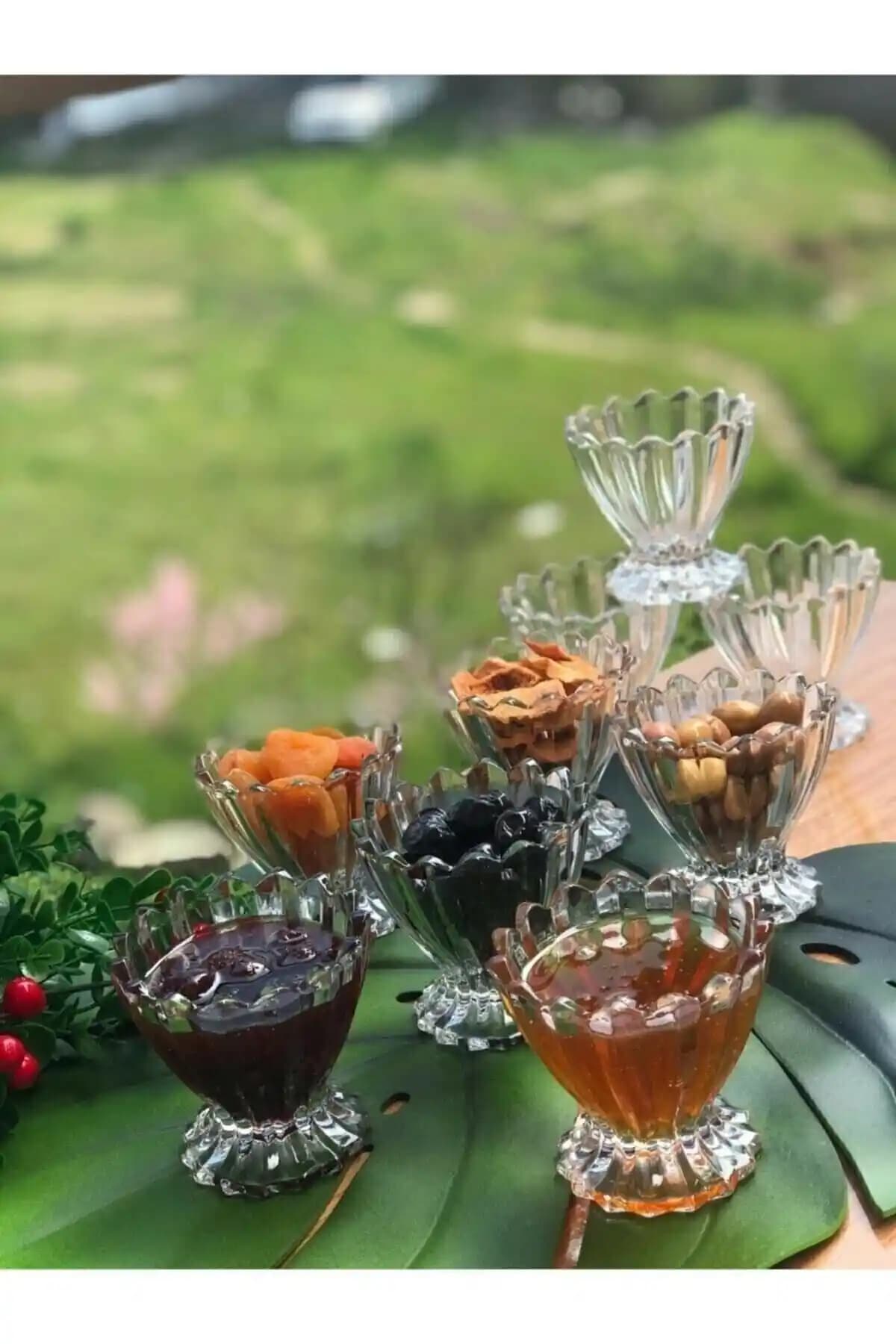 Genel Markalar Lüx Cam Magnolia Dondurmalık ve Çerezlik Seti Şık ve Fonksiyonel Tasarım