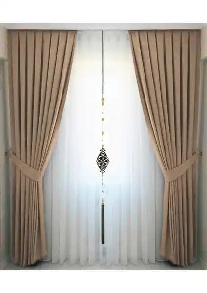 İ.D İpek Dokuma Vizon Pileli Kadifemsi Fon Perde 90x260 cm Şık ve Dayanıklı Tasarım