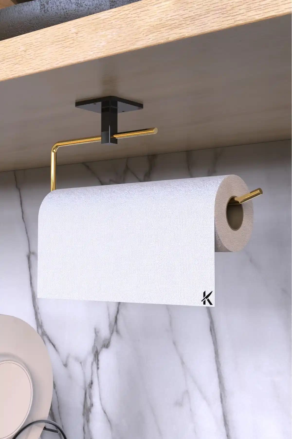 KARTEYA Gold Rulo Havluluk ve Peçetelik Modern ve Şık Tasarım Çelik Aksesuarlar