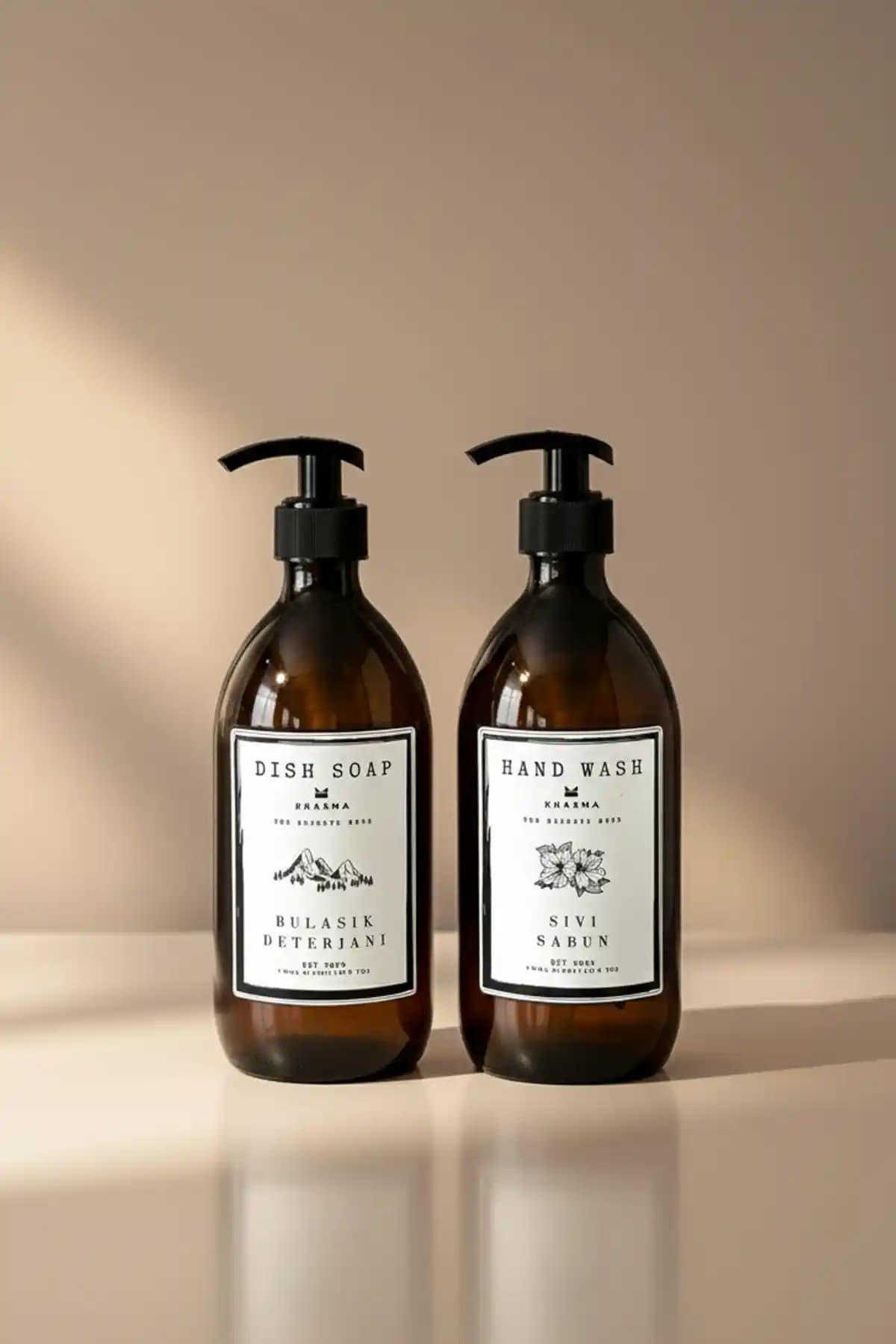 KHAKMA 2'li Cam Sıvı Sabun ve Bulaşık Deterjanı Şişeleri Estetik ve Fonksiyonellik Sunar