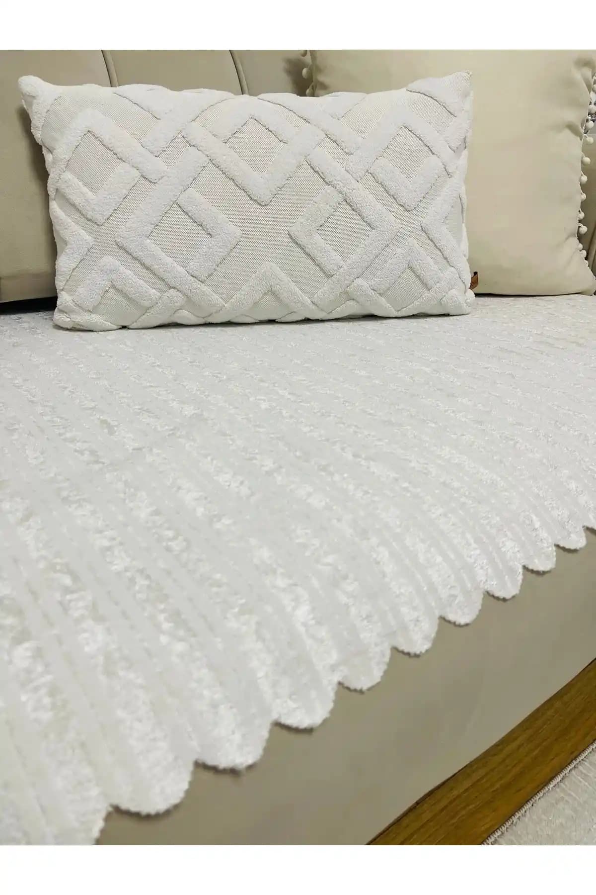 Mihra Home Kadife Bambu Çizgili Kaymaz Koltuk Örtüsü 175x215 cm Şık ve Dayanıklı Tasarım