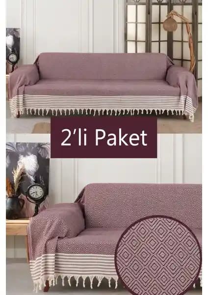 Miracolo Home Pamuklu Kolları Örten 310 cm Koltuk Kanepe Çekyat Örtüsü