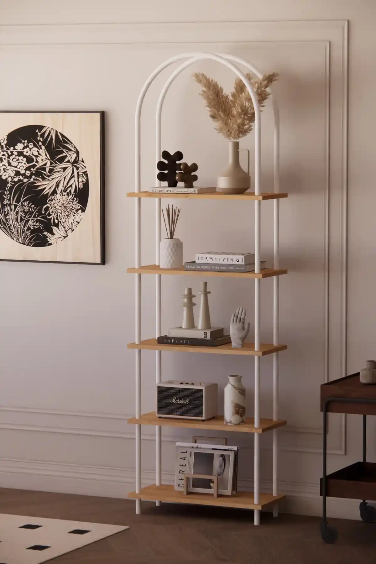 Modern Çok Amaçlı Modüler Kitaplık Bohem Çevir Kur 5 Raflı, İskandinav Stil ve Dayanıklı Tasarım