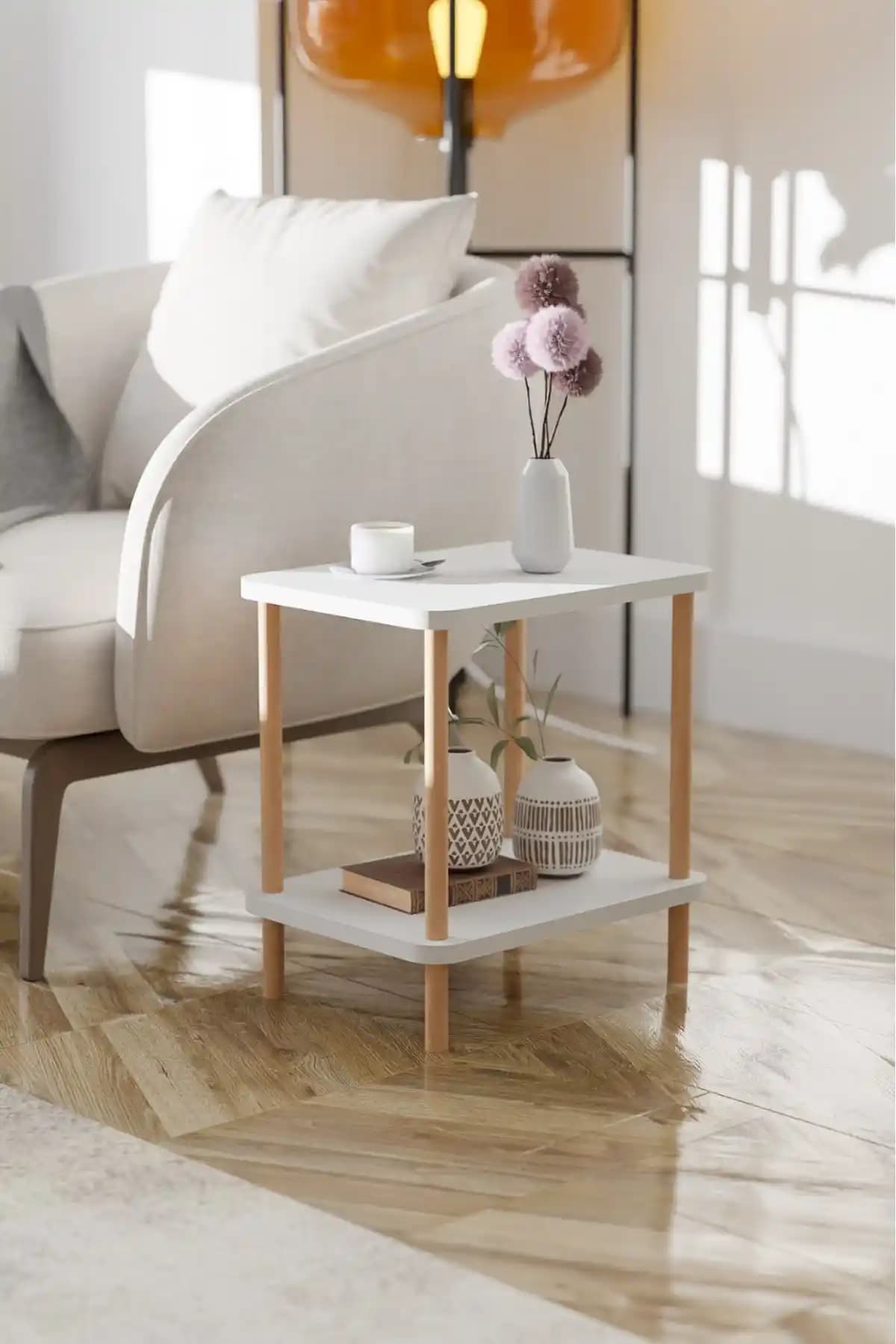 Modern ve Çok Amaçlı 2 Raflı Yan Sehpa - Dayanıklı ve Şık Tasarım