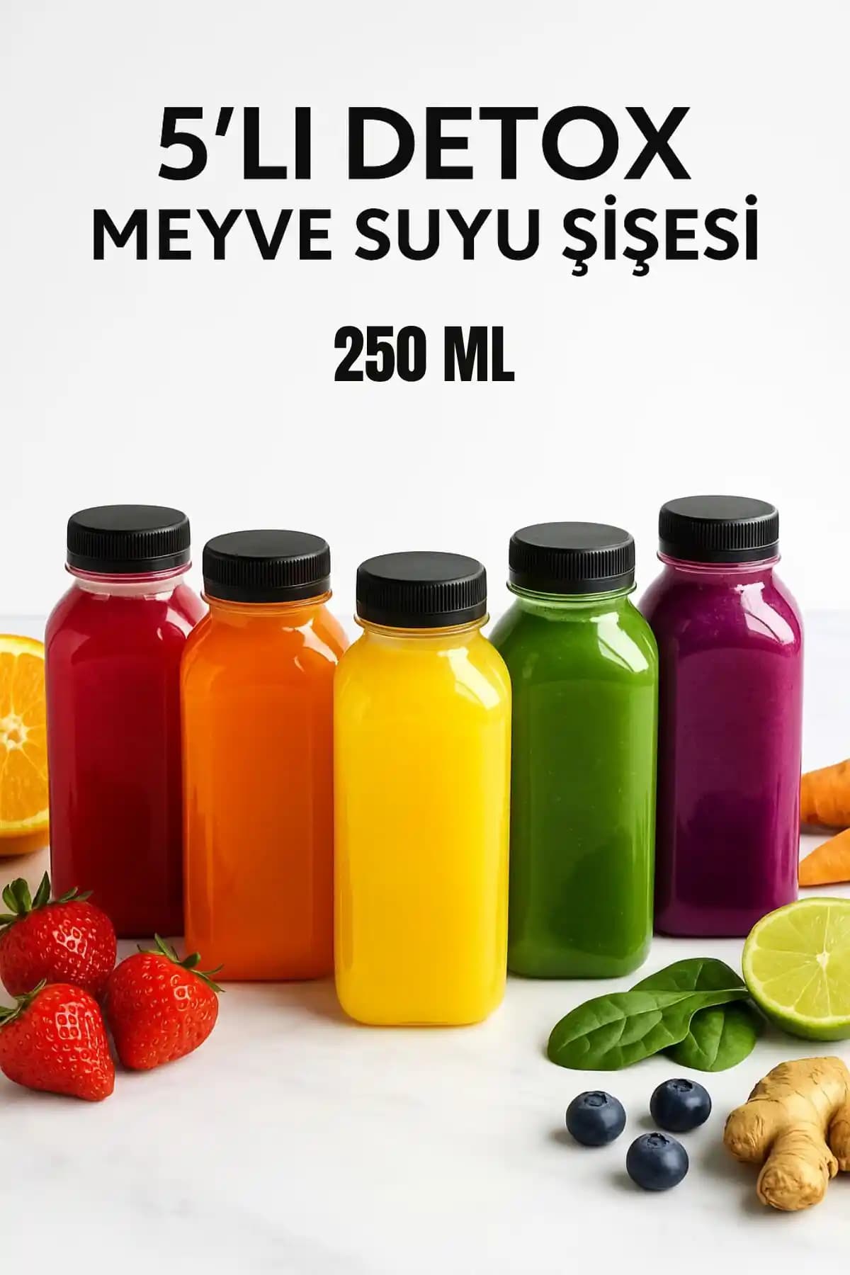 Open Home 5'li 250 ml Smoothie Detoks Şişesi Güvenli ve Pratik Kullanım İçin Uygun