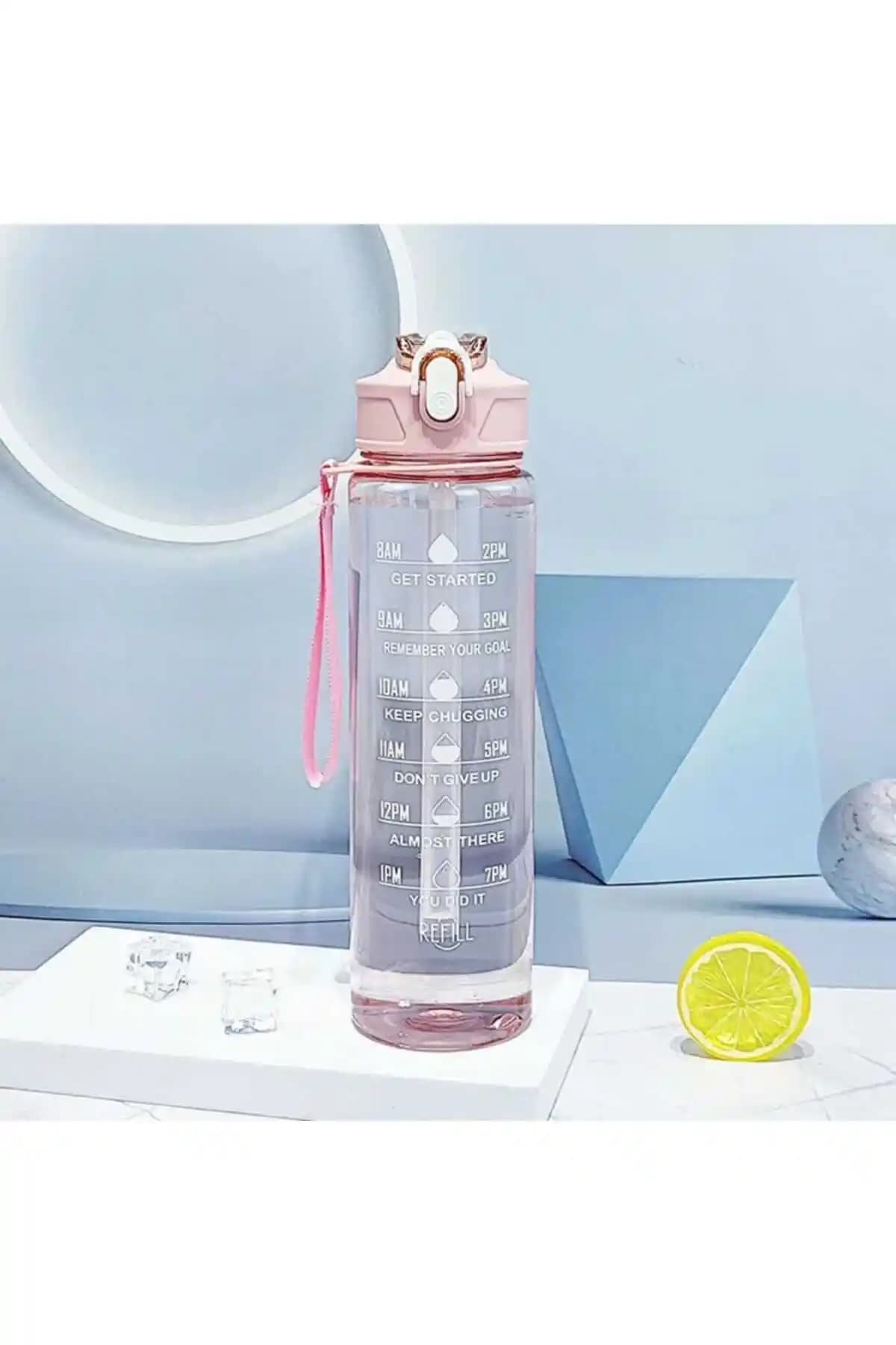 OSMEY 900 ml Pembe Motivasyon Matara: Çocuklar İçin Sağlıklı ve Kullanışlı Tasarım