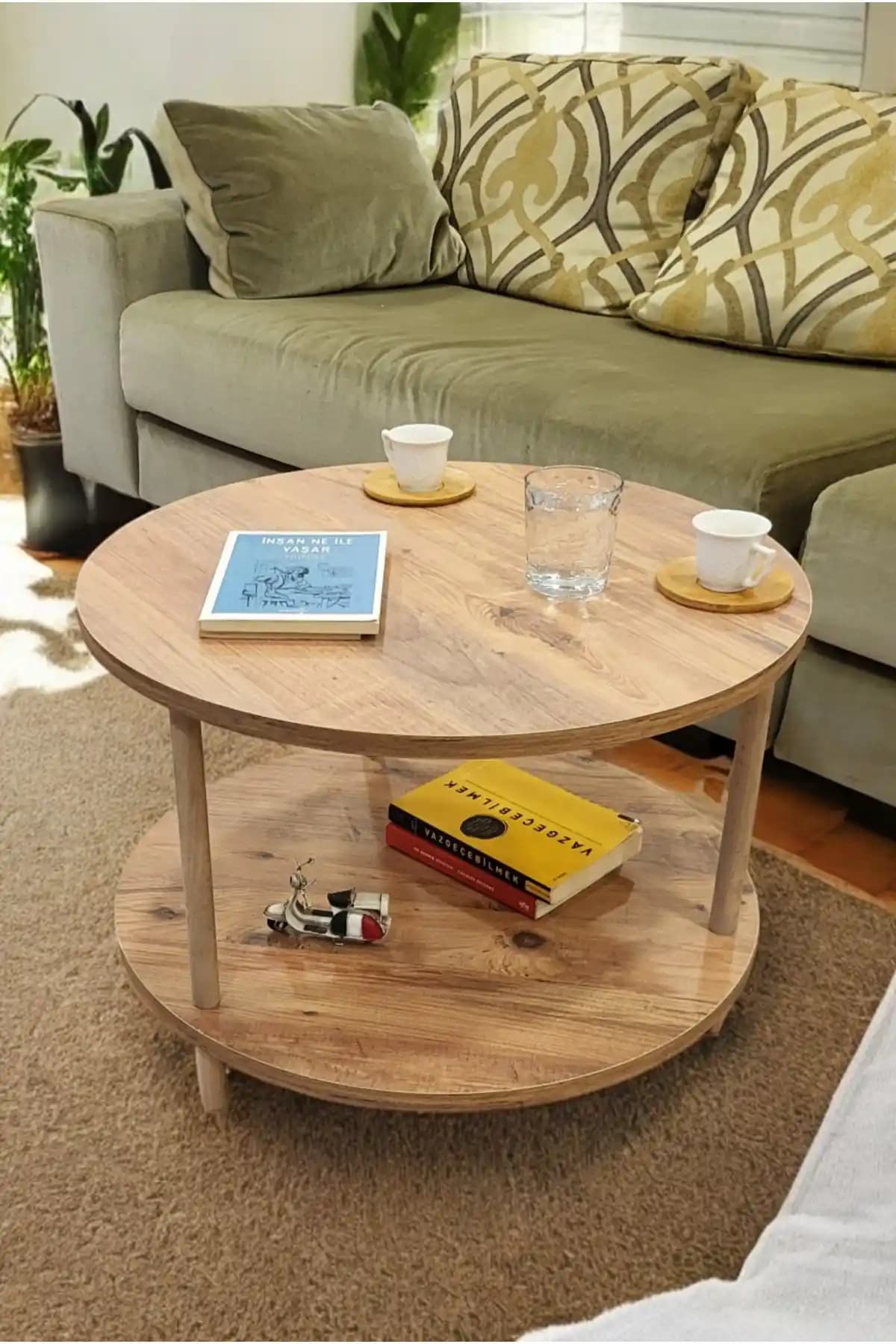 PEKA Yuvarlak Orta Sehpa Modern Tasarım ve Çok Renkli Dekorasyon Uyumlu