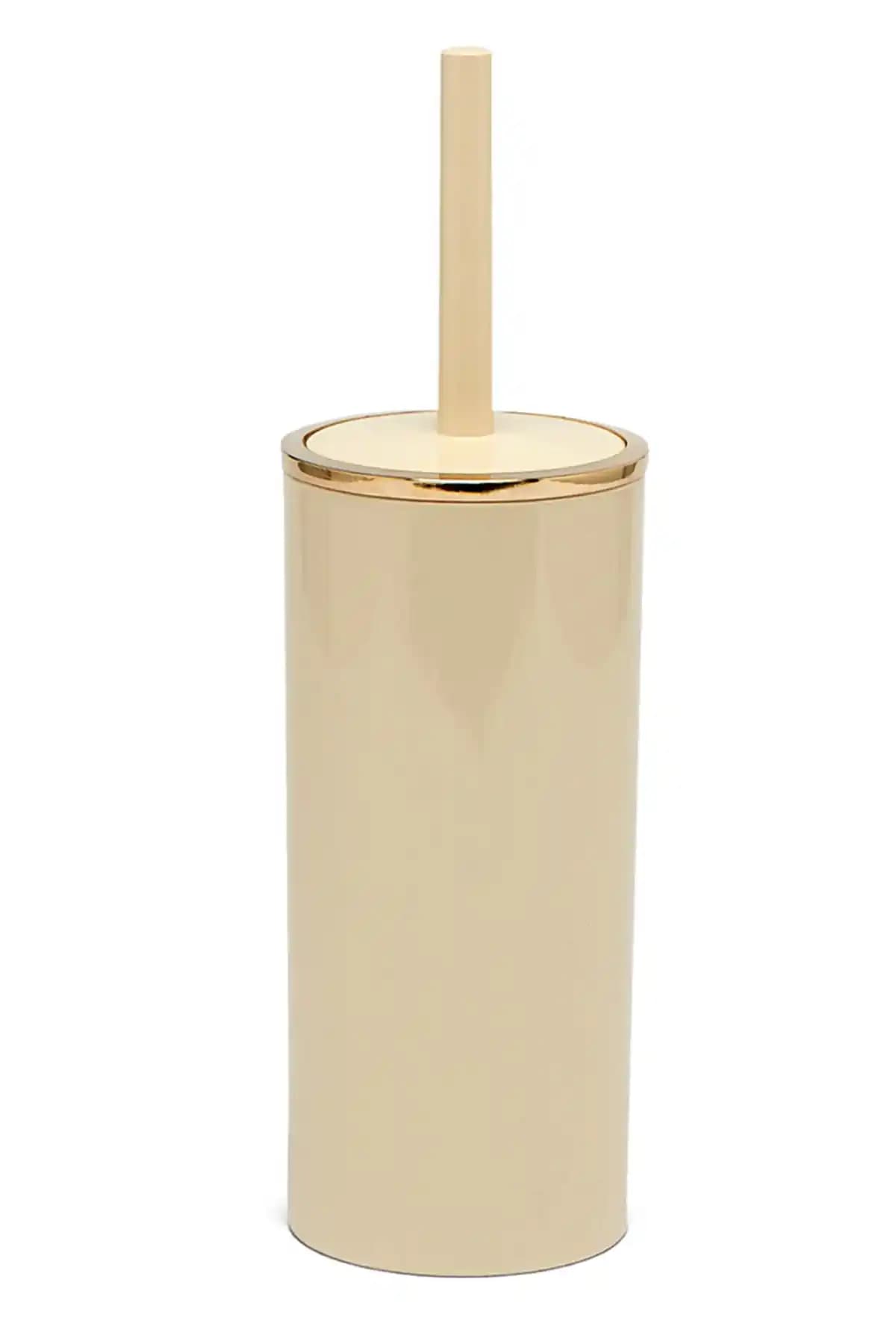 Prima Nova Lenox Bej ve Altın Detaylı Tuvalet Fırçası Modern Banyo Dekorasyonuna Uygun